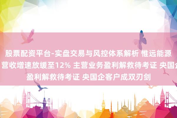 股票配资平台-实盘交易与风控体系解析 惟远能源递表港股IPO：营收增速放缓至12% 主营业务盈利解救待考证 央国企客户成双刃剑